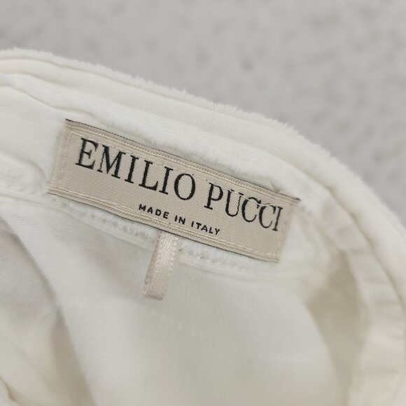 EMILIO PUCCI White Cotton Silk Shirt Blouse Textured US 8 - MISSING 3 BUTTONS! - Picture 6 of 8